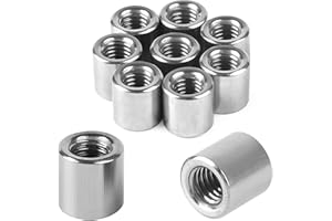 Niooliuk Pack of 10 - M6 Round Connector Nuts, 304 Stainless Steel Coupling Nut 10mm/0.39 inch Length Outside Diameter10mm / 0.39 inch