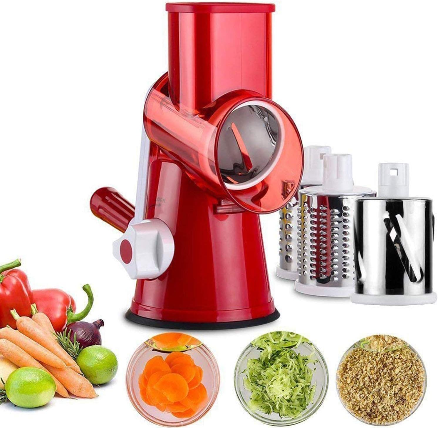 Manual Mandoline Slicer Veggie Grater With 3 Stainless Steel Blade Spiralizer