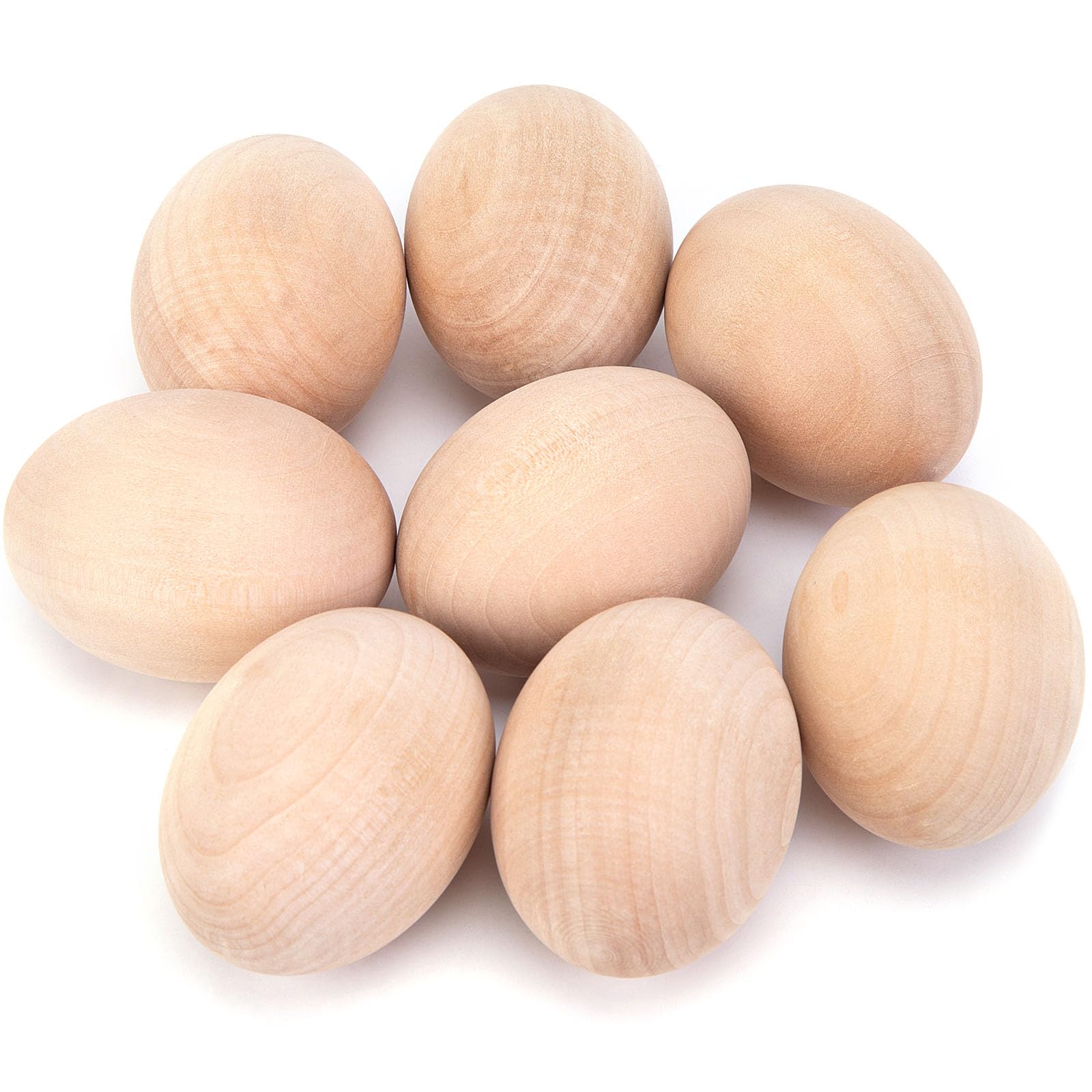 DomeStar Wooden Fake Chicken Eggs, 8PCS 2.5" Unpainted Faux Wood Eggs for Encouraging Hens to Lay