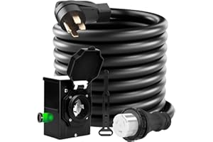 H HZXVOGEN 50 Amp Generator Cord and Power Inlet Box Kit with Locking Connector, 3 Prong 20 Feet Heavy Duty NEMA 14-50P/SS2-5
