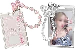 PKRFCJ 2 Sets Photocard Holder,Kpop Photocard Holder,with Creative Butterfly Chain Keychain for Easy Access to Cards,Suitable for Kpop Album Cards,Fun Gifts for Friends