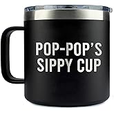 Yanashop88 Pop-Pop's Sippy Cup Tumbler 14 Oz Coffee Mug - Pop-Pop Tumbler - Birthday Gifts For Pop-Pop From Daughter - Son - New Pop-Pop Gifts - Fathers Day Gift - Parent Gift - Pop-Pop Mug