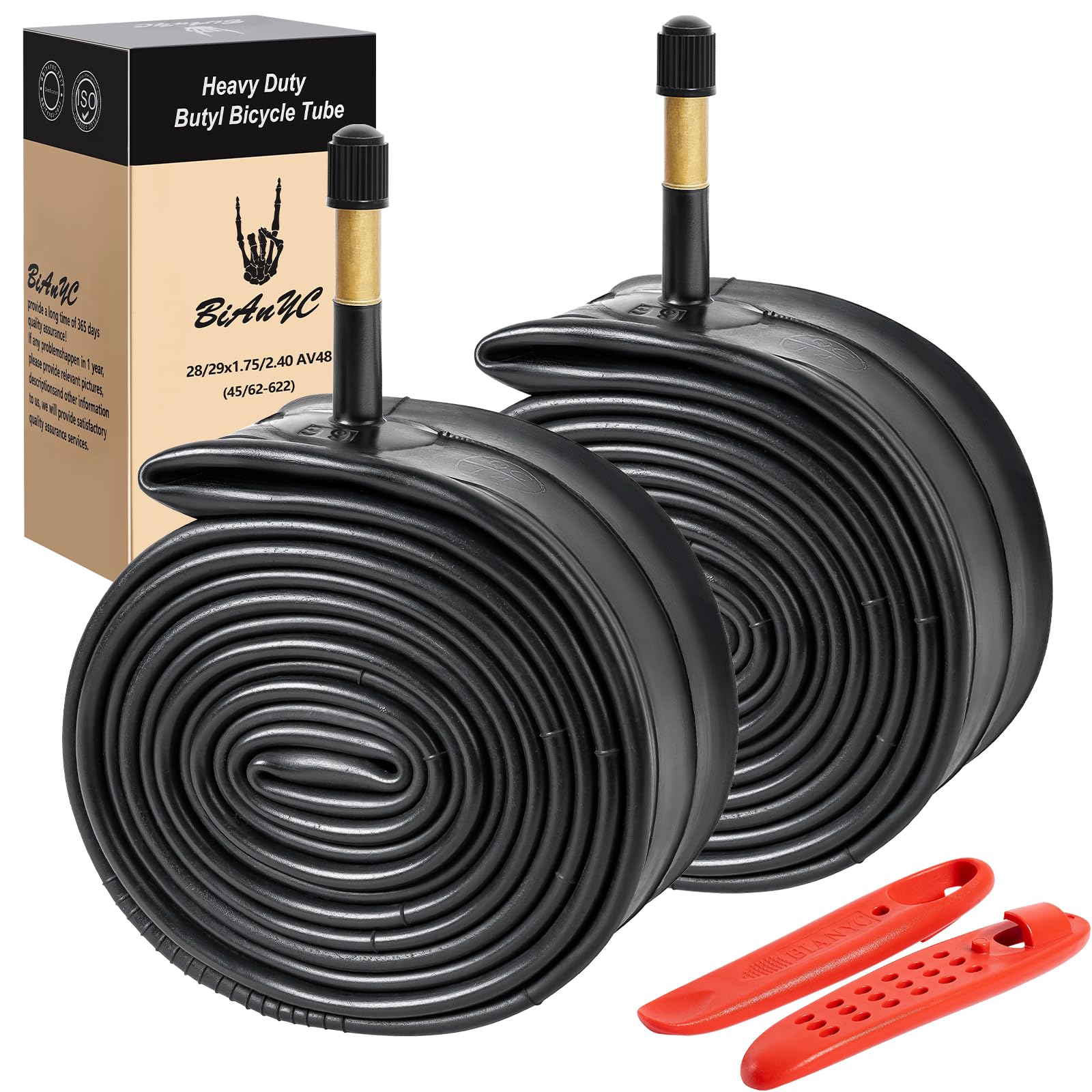 Photo 1 of 1 PC 28/29 Inch Heavy Duty 28/29x1.75-2.40 Bike Tube AV48mm Schrader Valve 45/62-622 Inner Tube Compatible with 28/29x1.75/1.95/2.0/2.10/2.125/2.20/2.25/2.30/2.35/2.40 Bike Bicycle Tire Tube