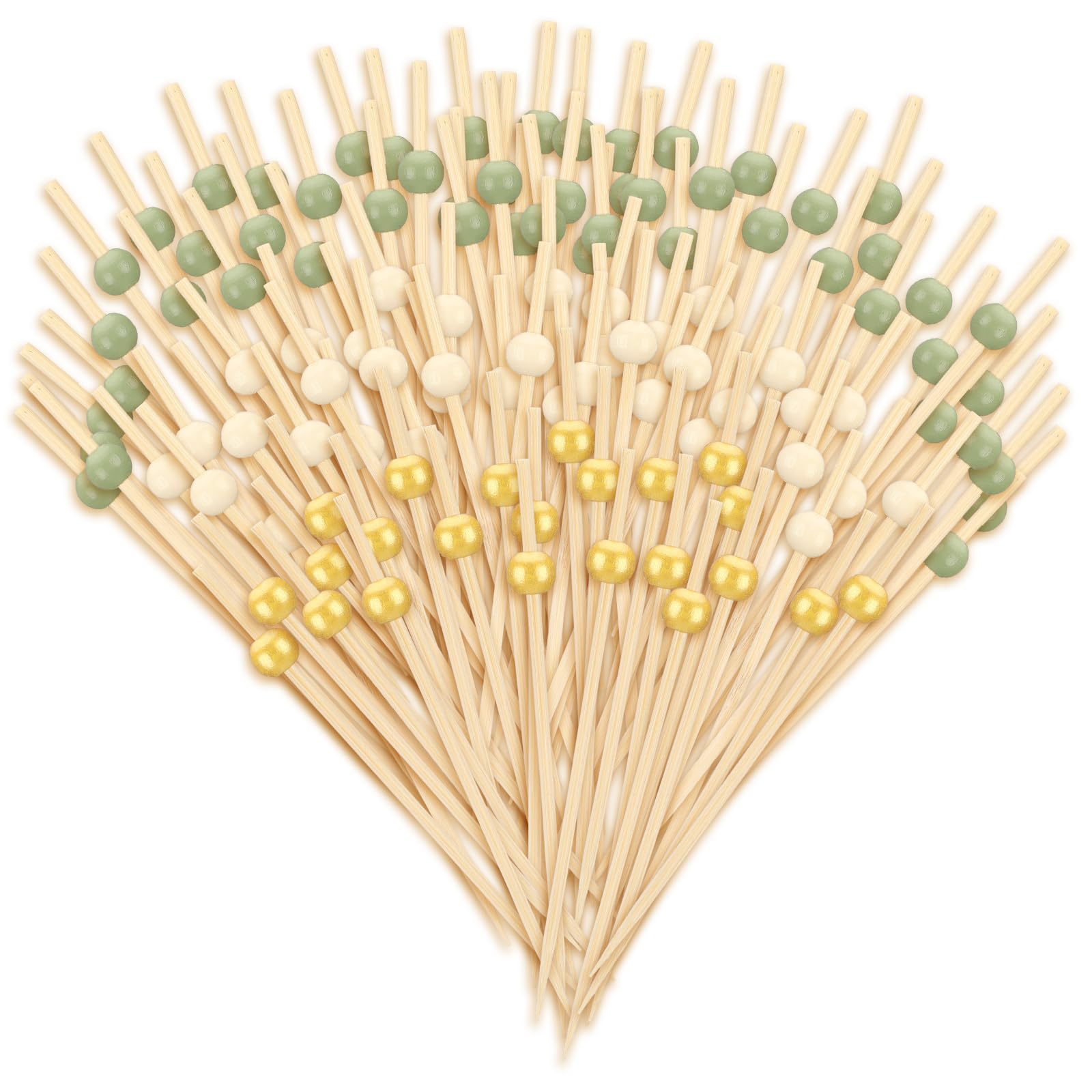Photo 1 of 150 Pcs Sage Green Cocktail Pick 4.7" Christmas Toothpick for Appetizer Skewer Sandwich Drink Fruit Bamboo Long Food Pick Martini Olive Green Stick Garnish Holiday Party Accessory Bar Catering Supply