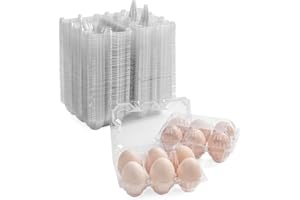 APOCHON 200 Packs Egg Cartons 6 Count, Half Dozen Egg Cartons Cheap Bulk for Chicken Eggs, Clear Plastic Egg Carton Reusable for Family, Farm Markets Display, Medium Egg Containers Egg Holder for Frech Egg