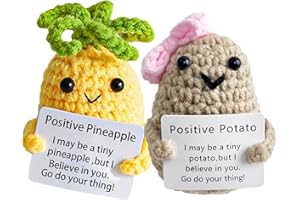 Avgiedy 2Pcs Funny Gifts, Emotional Support Potato Pineapple, Handmade Crochet Lemon Knitted Doll Gifts for Women, Boys, Girls.