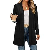 BTFBM Long Cardigans for Women Trendy Pockets Spring Clothes 2026 Casual Open Front Lightweight Shawl Cardigan