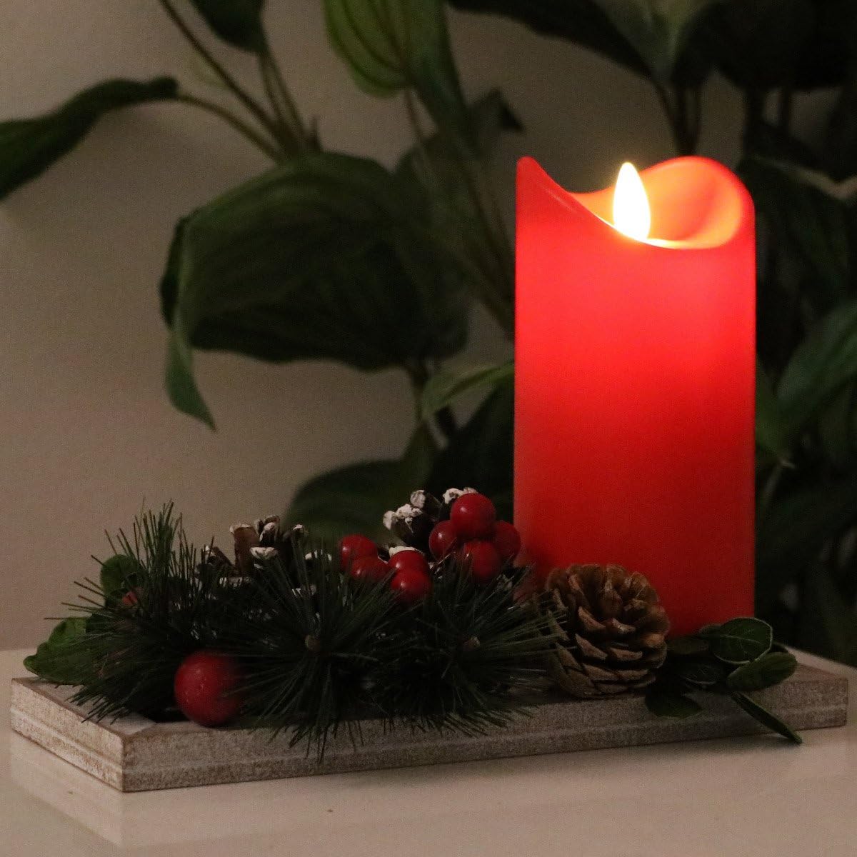 TRONJE LED 6" Outdoor Candle with Timer and Remote, Flameless 15cm Pillar Candle in Red, Moving Flame, Battery Operated - Image 3