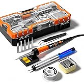 Soldering Iron Premium Kit, 60W Soldering Gun with Ceramic Heater, 12-in-1 Soldering Tool, Adjustable Temperature 200 to 450°
