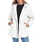 Vidifid Womens Oversized Quilted Jackets Lightweight Long Sleeve Full Zipper Puffer Jacket Casual Hooded Coats with Pockets