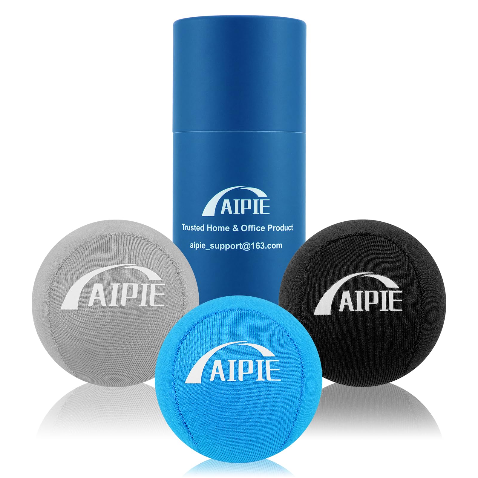 AIPIE 3 Stress Ball Hand Strength Trainer Physiotherapy Gey Soft Blue Medium Black Hard Gel Massage Balls Adult Anxiety Relief Set Comfort Grip Resistance Training Finger Palme Wrist Fidget Squeeze