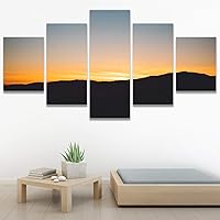 SIGNWIN 5 Panel Canvas Wall Art Landscape Mountain for Home Decorations Ready to Hang - 60