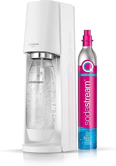 Sodastream Terra Sparkling Water Maker White with 60L CO2 Cylinder 1L Bottle