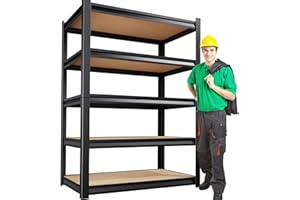 ZIWJHK 72”H Garage Shelving 5 Tier Storage Shelves Adjustable Garage Storage Shelves Wood Shelf 2000LBS Heavy Duty Industrial Shelving Unit Utility Shelf Wood Storage Rack,35.4''W×15.7''D×72''H