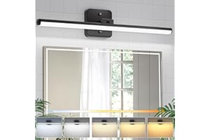 Sailstar Upgraded Bathroom Light Fixtures 23 inch Rotatable, Dimmable 15W 5CCT 1500LM IP44 Modern Bathroom Vanity Light Over Mirror, Built-in Dimmer, Black Vanity Lights for Cabinets Mirror
