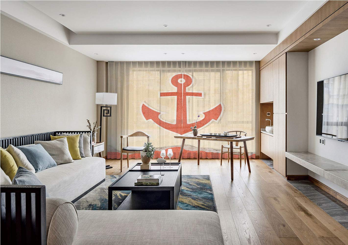 Amazon Com Sheer Voile Curtains Anchor Anchor Chain Illustration