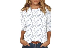 SLQDGMRYZ 3/4 Length Sleeve Womens Tops Summer Three Quarter Striped Shirts Dressy Casual Printed Tunic Tops Women Blouses