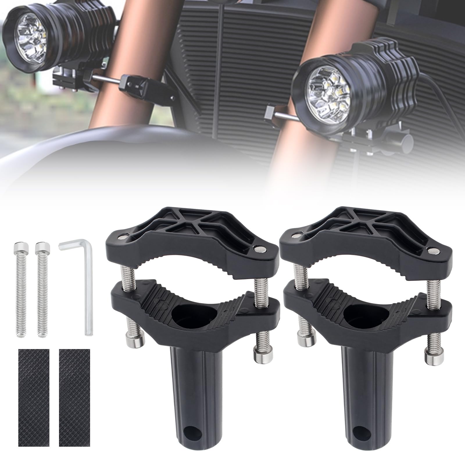 Photo 1 of Windance 2pcs Front Fork Lamp Mount Brackets,Headlight Fog Light Auxiliary Mounting Holder,Spotlight Mount Bracket Extension Tube Clamp for Motorcycle