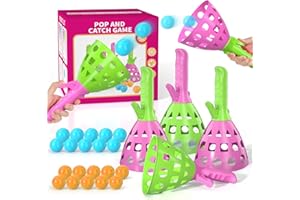 WATUDOU Pop Pass Catch Ball Game Set – 4 Launchers, 20 Balls, Toss and Catch Outdoor Toys for Kids Ages 3-8, Indoor Yard Beach Pool Game, Party Favor for Kids Adults
