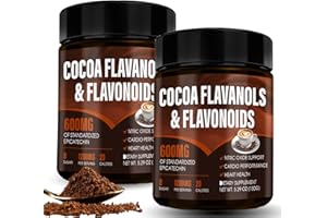 High Flavanol Cocoa Powder,with Polyphenols and Flavonols Unsweetened & Non-Alkalized Energy,Vegan-150g (One size, count, 2)