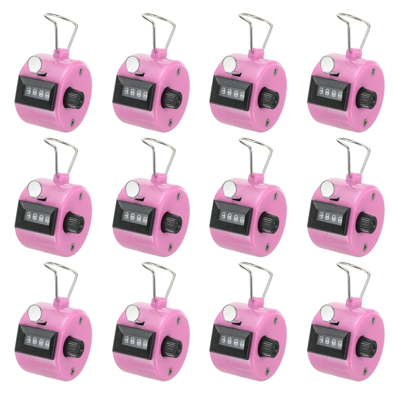 PATIKIL Clicker Counter, 12 Pcs 4 Digit Mechanical Handheld Tally Click Pitch Counter for Coaching Knitting, Golf, Lap, Fishing, Pink
