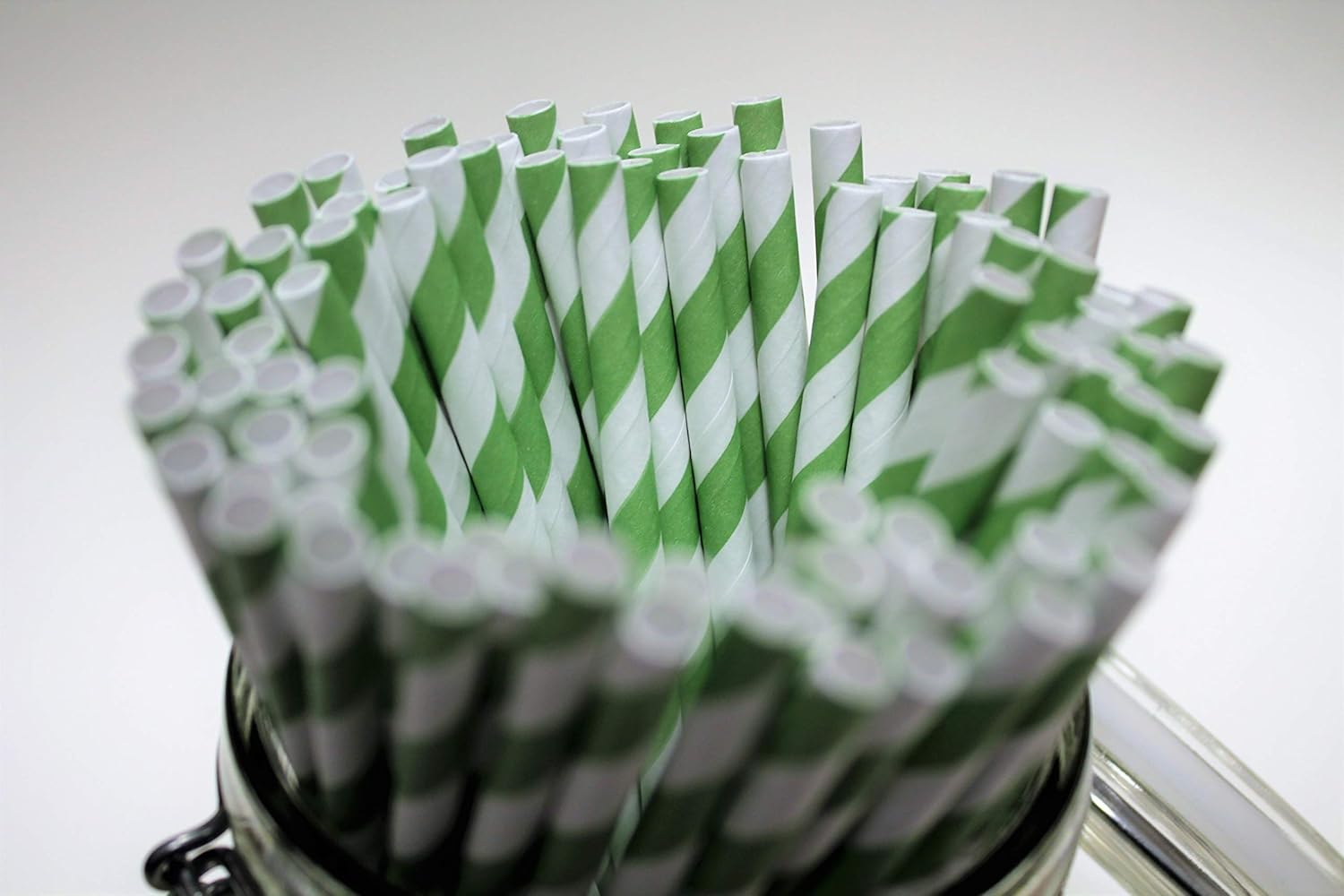 Green & White Striped Paper Straws (6mm x 200mm), Pack Size 500 - Image 3