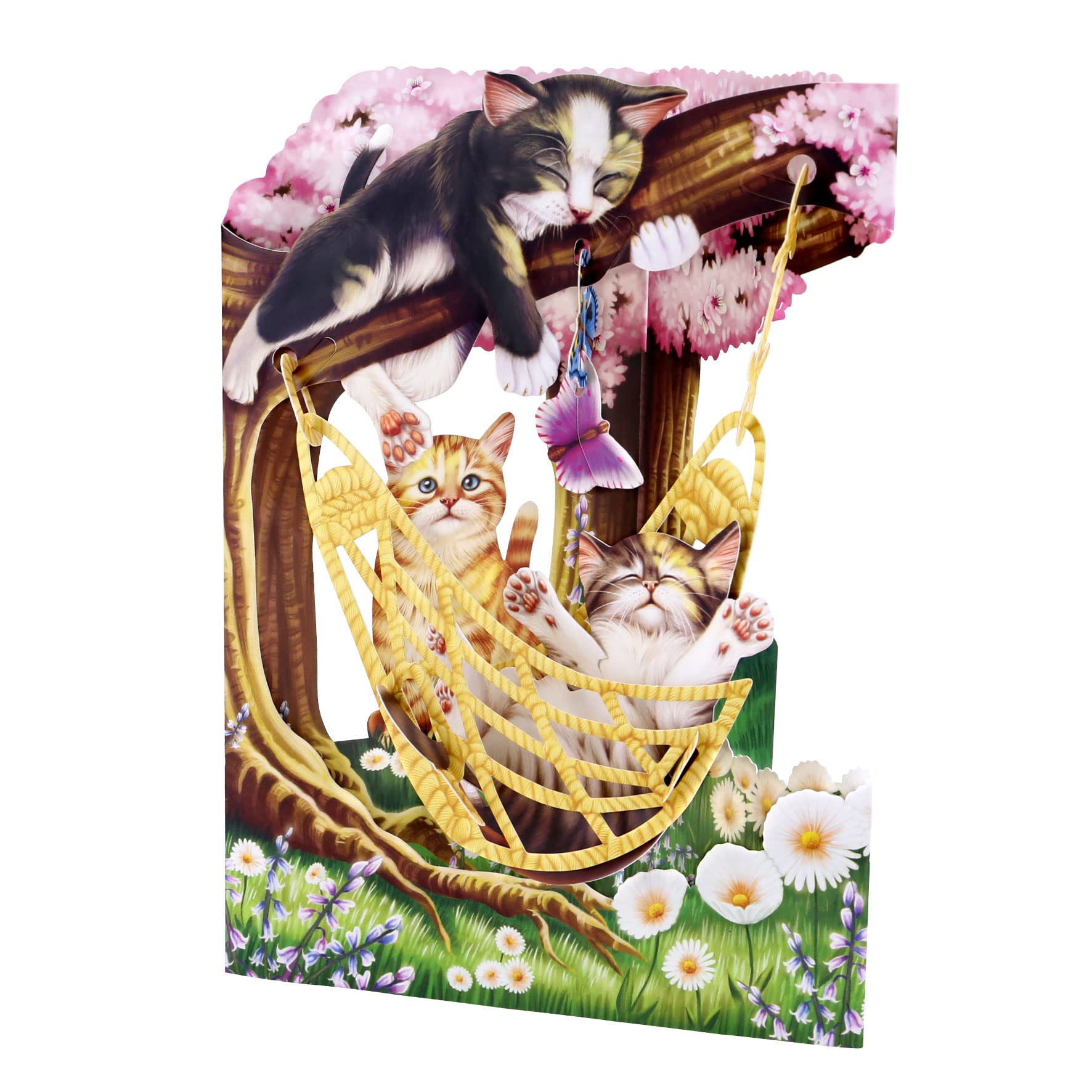 SANTORO Swing Card, 3D Pop Up Greeting Card - Cats In A Hammock - For Her, Girls, Mum, Dad, Daughter, Son | Birthday Gifts For Cat Lovers