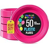Exquisite Party Solids Cerise Plastic Plates For Party Supplies 10" Cerise Disposable Plates Heavy Duty 50 Pcs Plastic Dinnerware Sets Heavy Duty 350 GSM Disposable Dinnerware Set