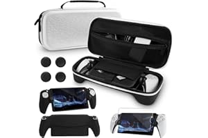 FUNLAB Accessories Bundle for PS Portal Case Compatible with Playstation Portal, Slim Carrying Case for Ps5 Portal with Silicone Protective Cover, Tempered Glass Screen Protector, 4 Thumb Grips - White