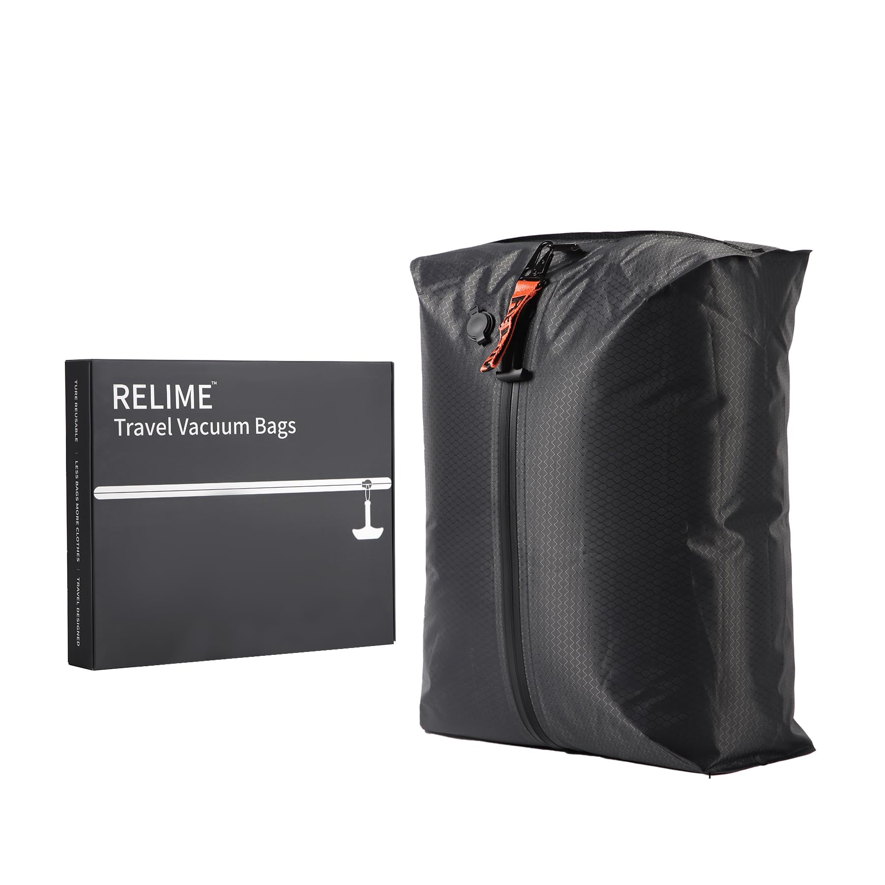 Relime Vacuum Bags for Travel Luggage, Revolutionary Reusable Compression Bags for Carry On Suitcases and Backpack, Vacuum Seal Packing cube for Cloth Packing (1 PC No Pump)