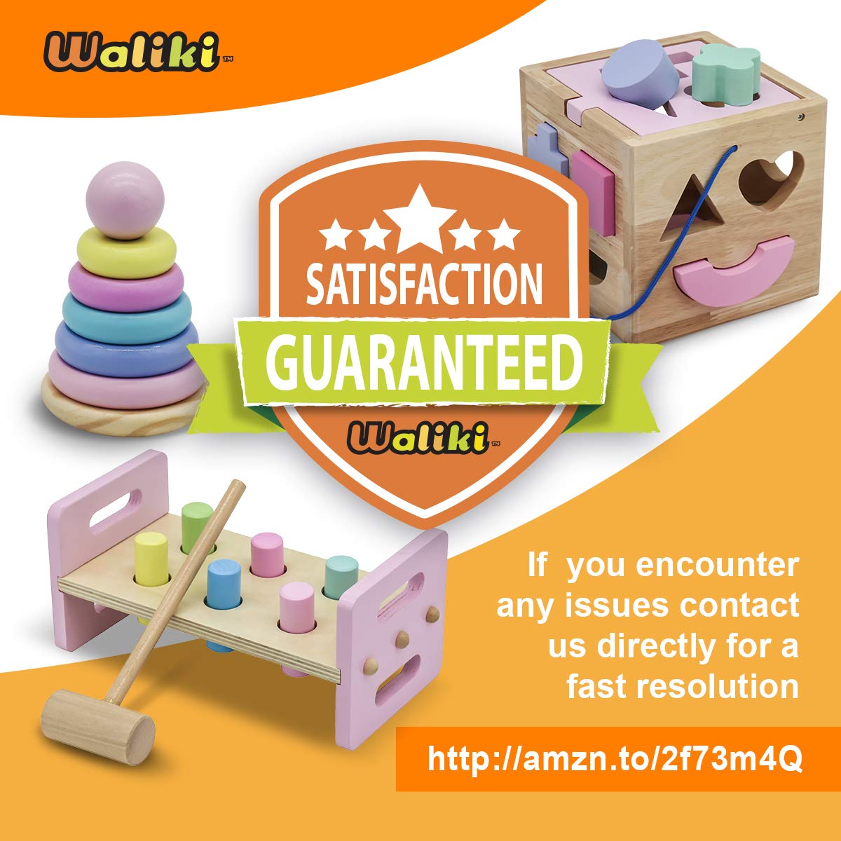 WALIKI Deluxe Wooden Toy Bundle for Girls | Pastel Pounding Bench, Shape Sorter Box & Rainbow Stacker | Montessori Toys for Toddlers & Preschoolers | Ages 2-5 | Educational Gift