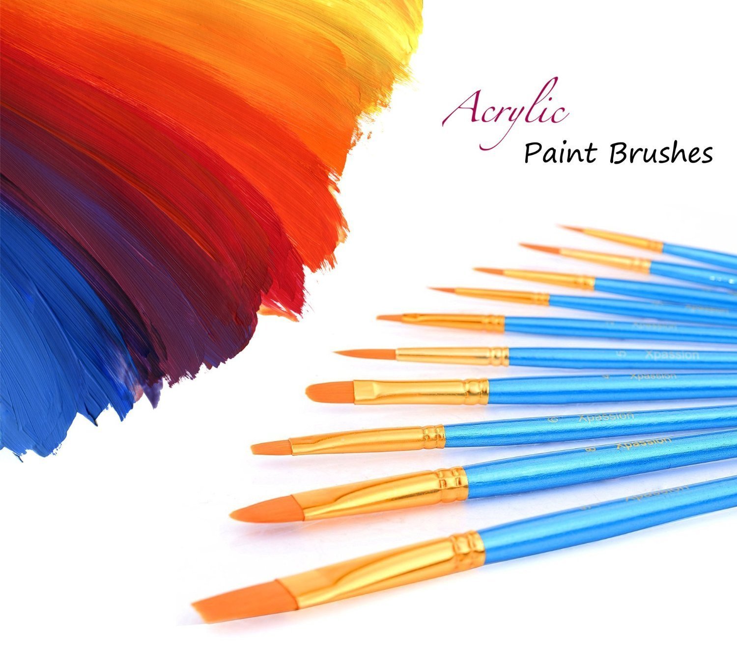 Paint Brush Set Acrylic Xpassion 10pcs Professional Paint Brushes Artist  for Watercolor Oil Acrylic Painting: Amazon.in: Home & Kitchen