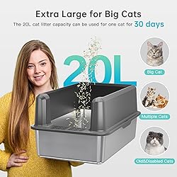 WoofiGo Enclosed Stainless Steel Cat Litter Box