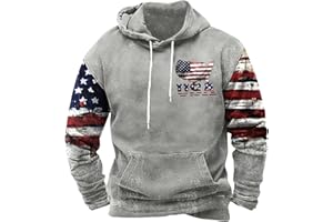 MFNDVD American Flag Print Hoodies for Men Long Sleeve Pullover Shirts Vintage Graphic Crewneck Sweatshirt Hunting Clothes