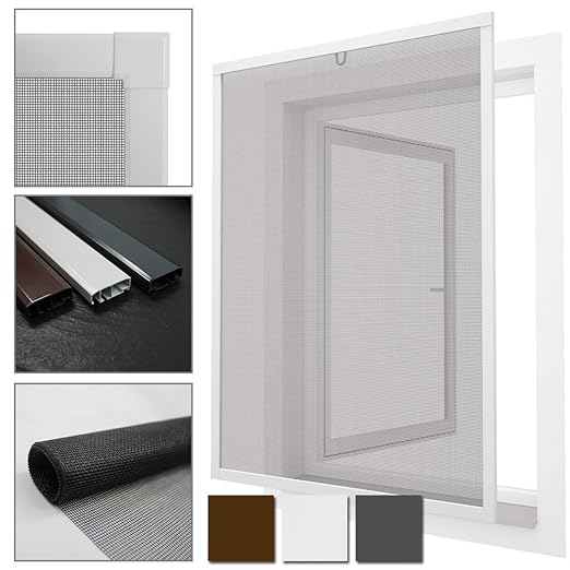 PROHEIM Insektenschutz Fenster Comfort 120x150 cm mit Alurahmen in Weiß - Fliegengitter aus Fiberglas - kürzbarer Spannrahmen