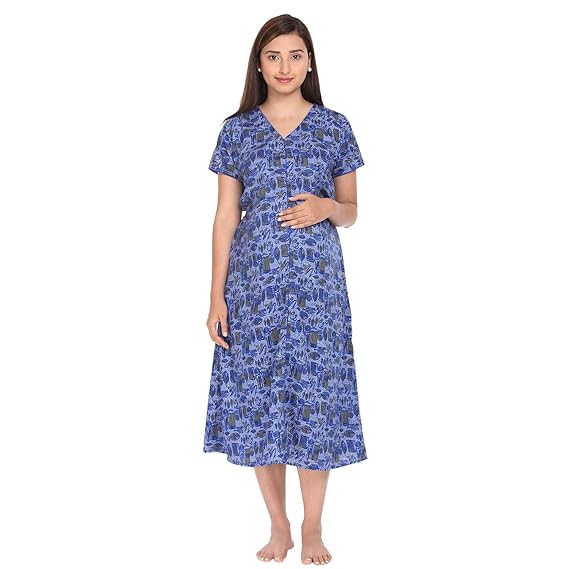 Women's Cotton A-Line Feeding Nightwear