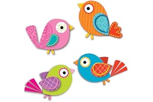 CARSON DELLOSA EDUCATION Carson Dellosa 36 Boho Birds Mini Cutouts, Colorful Bird Cutouts for Bulletin Board, Cork Board, White Board, Mini Birds Cutouts for Classroom, Party Decorations, and Boho Classroom Décor