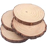 Natural Pine Wood Slabs Untreated 5-6 inches Diameter x 3/5" Thick Large 4 Pieces Solid Wood Slices for Weddings, Table Centerpieces, DIY Projects or Decoration