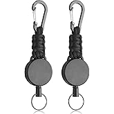 Uniclife 2 Pack Retractable Keychain, Retractable Key Holder, Heavy Duty Badge Reel for Keys and ID Card, Extendable Badge Holder Clip with Carabiner Paracord and Key Ring