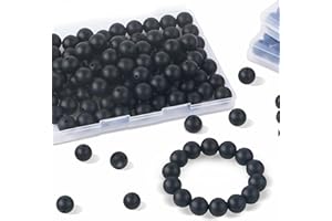 Sunrony 70Pcs Silicone Beads, 15mm Silicone Beads for Keychain Making Silicone Focal Beads Loose Rubber Silicone Beads for Necklace Making Kit and Bulk Round Silicone Beads for Pens (Black)