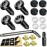 Aootf Black License Plate Screws- Anti Theft Screws for Car Tag Frame Cover, Stainless Steel Mounting Hardware Kit for Front/