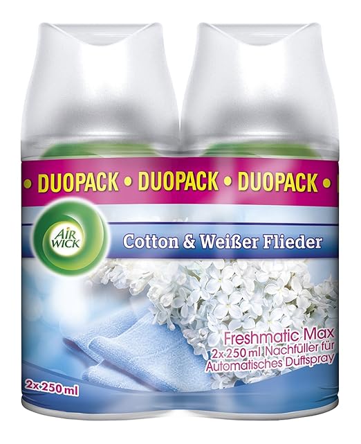 Air Wick Freshmatic Max Automatisches Duftspray Nachfüller, Cotton & Weißer Flieder, Duo-Pack (2x250ml)