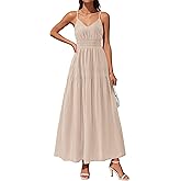 KIRUNDO Summer Dresses for Women Spaghetti Strap Sleeveless High Waist Flowy Boho Maxi Dress Beach Vacation Long Sundress