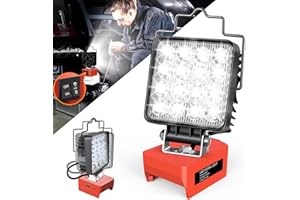 MYTEAWORLD 48W LED Work Light for Milwaukee m18 Battery, 4800LM Cordless Work Light with Upgraded Dual Switch for Battery & Low Voltage Protection, Underhood Flood Lights with 2 Charger Port for Camping Workshop