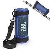 OCXLLEATLY Silicone Case Sleeve Compatible with JBL Flip 7 Portable Speaker, Soft Skin Cover with Shoulder Strap and Bike Strap (Blue)