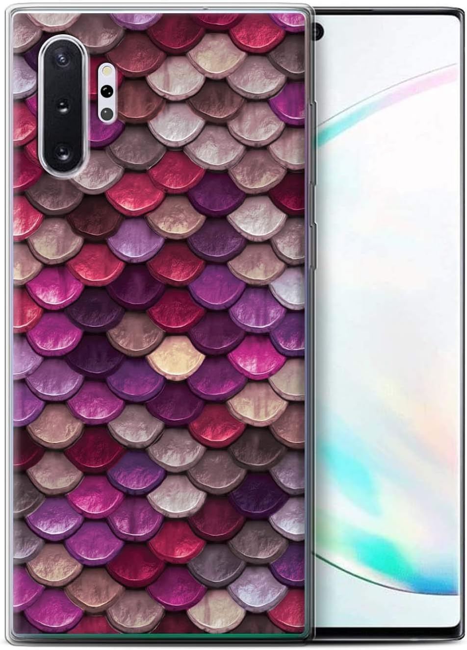 eSwish Gel TPU Phone Case/Cover for Samsung Galaxy Note 10+/Plus/5G / Pink/Purple Design/Watercolour Mermaid Scales Collection