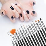 URAQT Nail Art Brushes Set 15pc & 5pc Dotting Tools DIY Professional Kit Black view 7