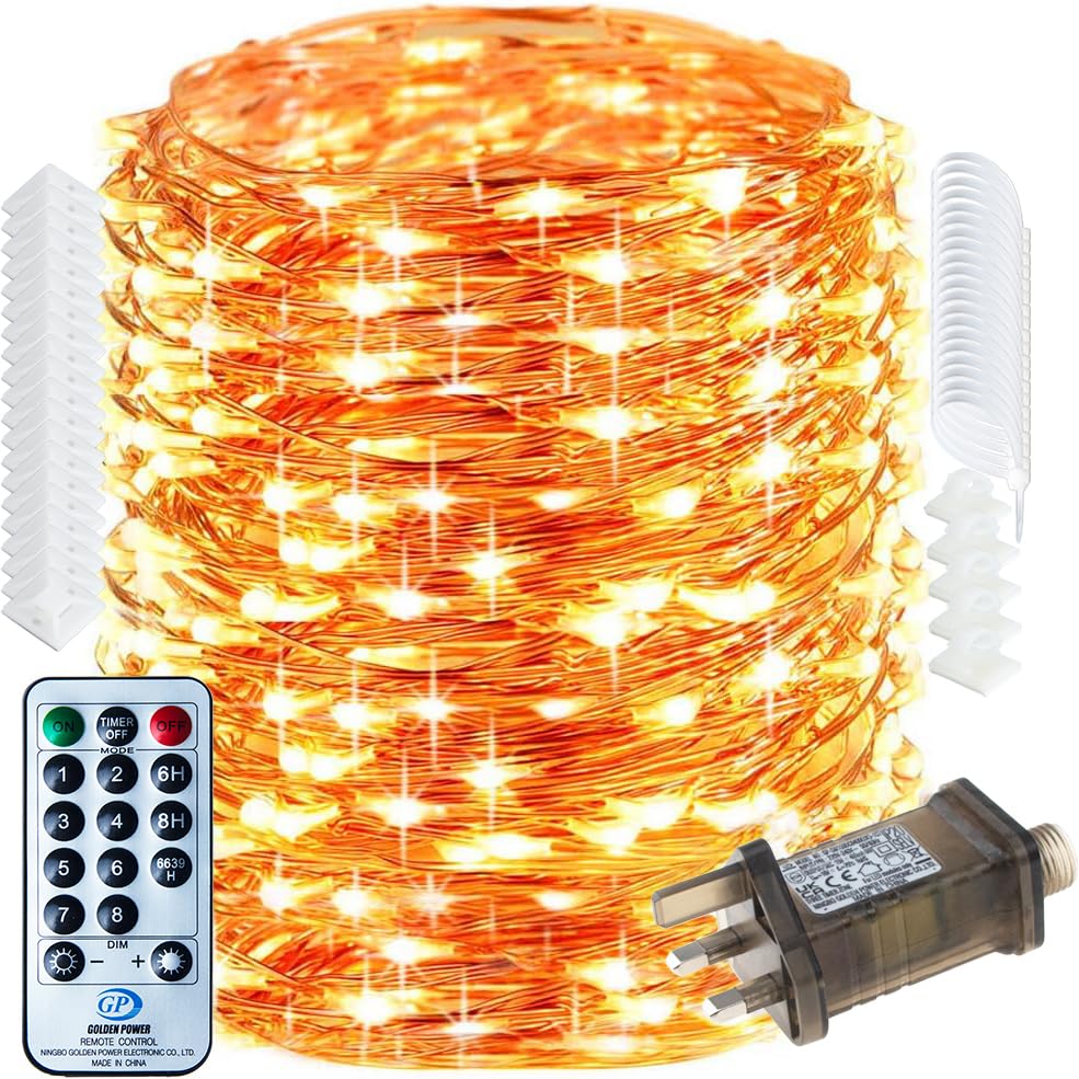 RcStarry Fairy Lights Plug in, 100M 1000LED Copper Wire Fairy Lights Warm White, 333ft LED Fairy String Lights Mains Powered with Remote, Timer, 8 Modes, Memory, Waterproof for Indoor Outdoor Decor