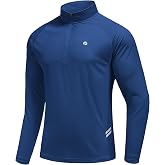 PINSPARK Men's 1/4 Zip Pullover Quarter Zip Athletic Golf Shirts | Lightweight quarter zip pullover, moisture wicking long sleeve with UV protection for golf, gym, running, hiking &amp; workout