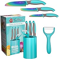TruChef Kids Knife Set For Cooking – 5 Piece Kids Cook Set in Aqua – Kids Cooking Supplies with Kids Chef Knife, Kids Paring